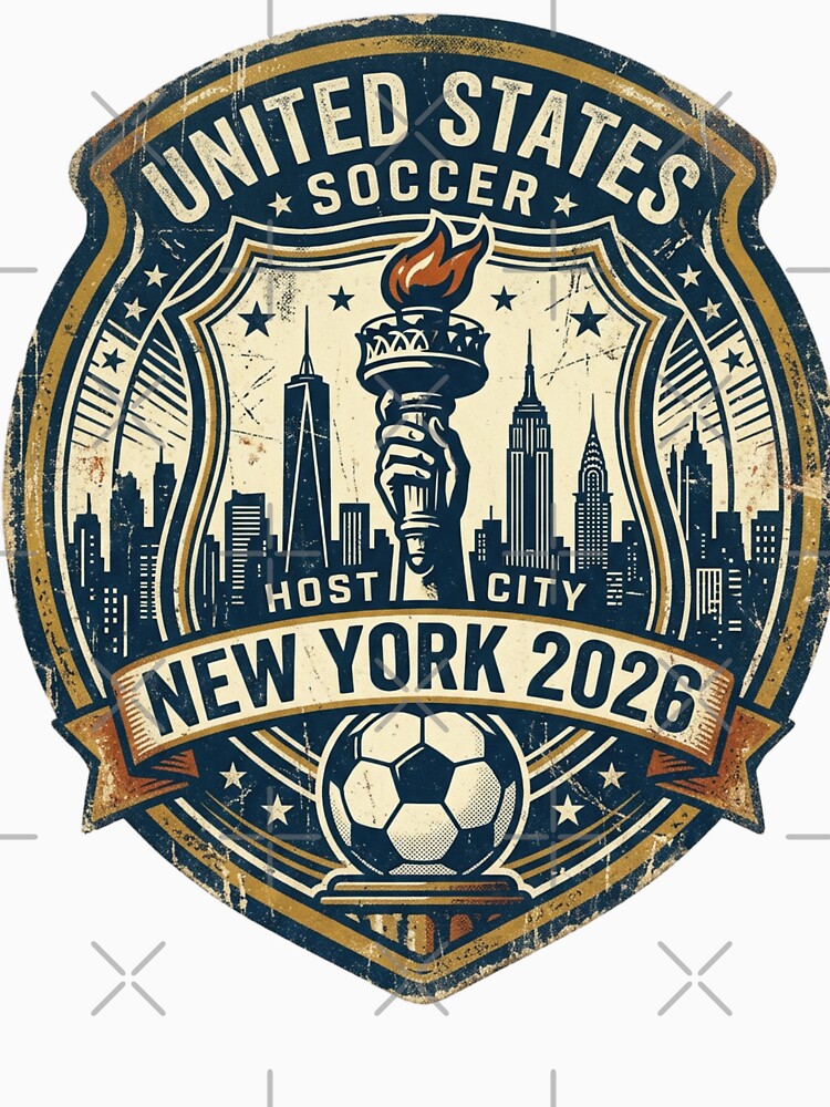 New York 2026 World Cup Host City Vintage Football Badge — Statue of Liberty Soccer Crest by BrickByDream