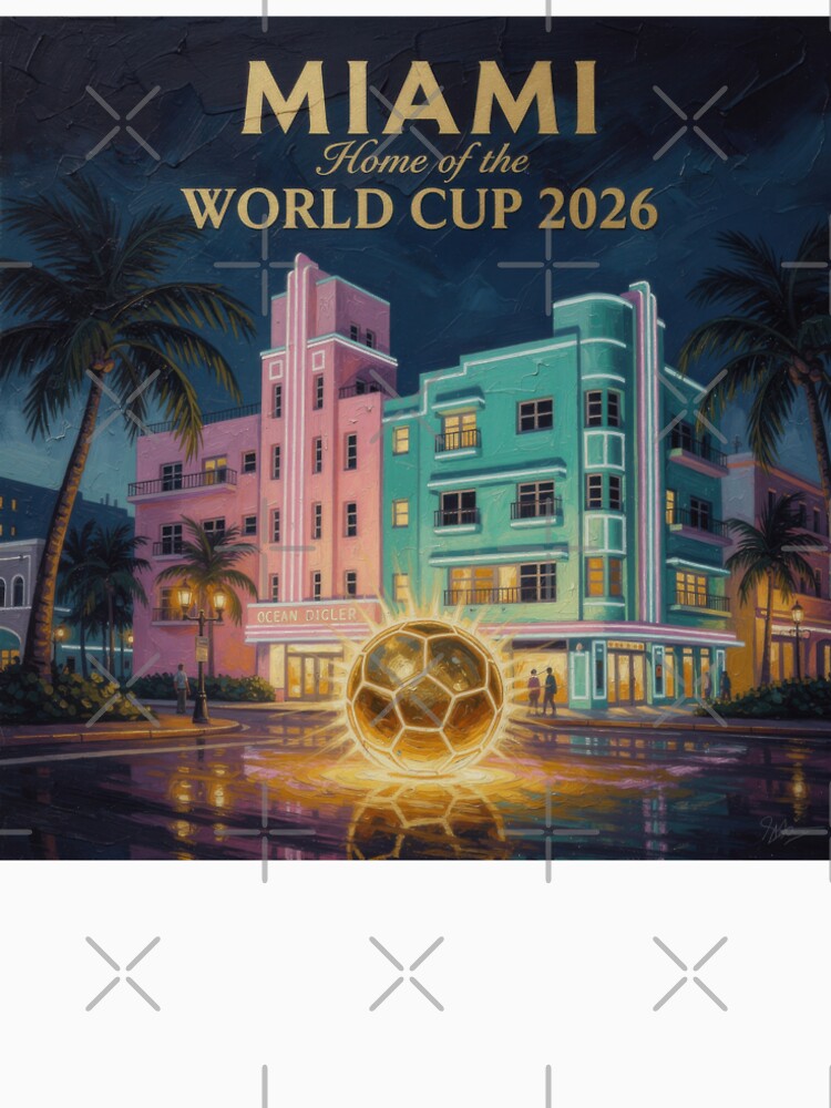 Miami Sunset World Cup 2026 Soccer Poster — Art Deco Boulevard Print by BrickByDream
