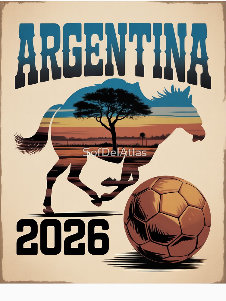 Argentina World Cup 2026 Gaucho Pampas Vintage Football Poster - Argentine Western Soccer Fan Design by SofDelAtlas