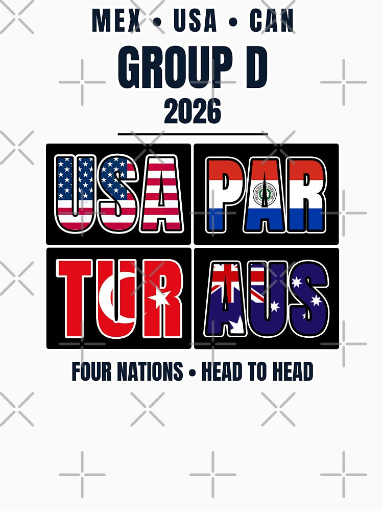 Group D 2026 Soccer Football Shirt USA, PARAGUAY, AUSTRALIA, TURKEY International Tournament by The Hairy Melon
