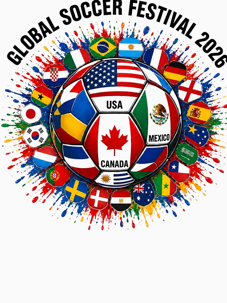 Global Soccer Festival 2026 | USA Mexico Canada Flags & Splatter Art by YIDOX