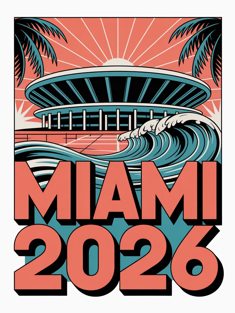 Miami 2026 Ocean Wave Football T-Shirt V1 by DarylWelsh2024