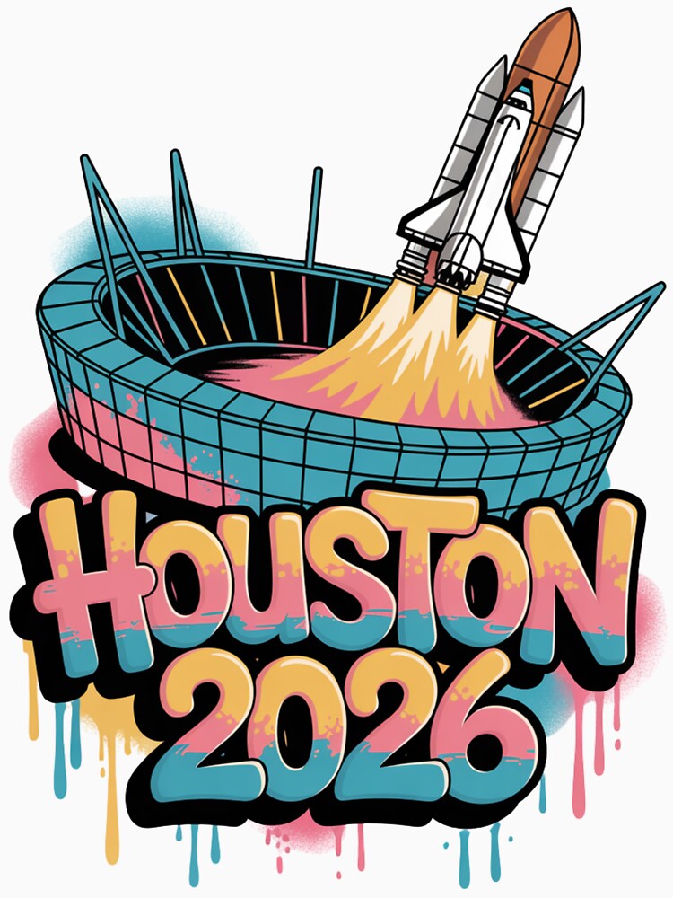 Houston 2026 Space Shuttle Football T-Shirt V4 by DarylWelsh2024
