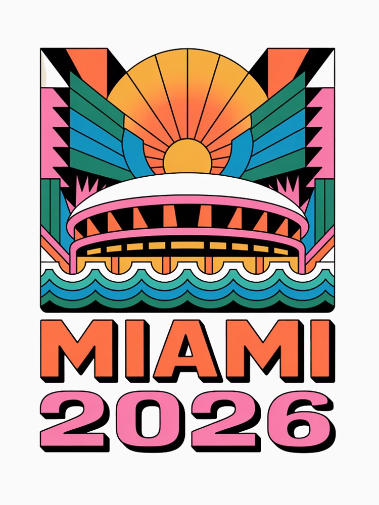 Miami 2026 Ocean Wave Football T-Shirt V5 by DarylWelsh2024