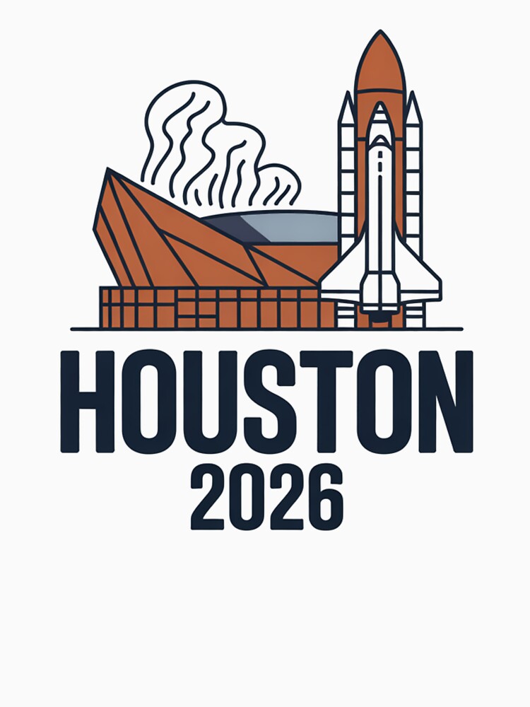 Houston 2026 Space Shuttle Football T-Shirt V13 by DarylWelsh2024