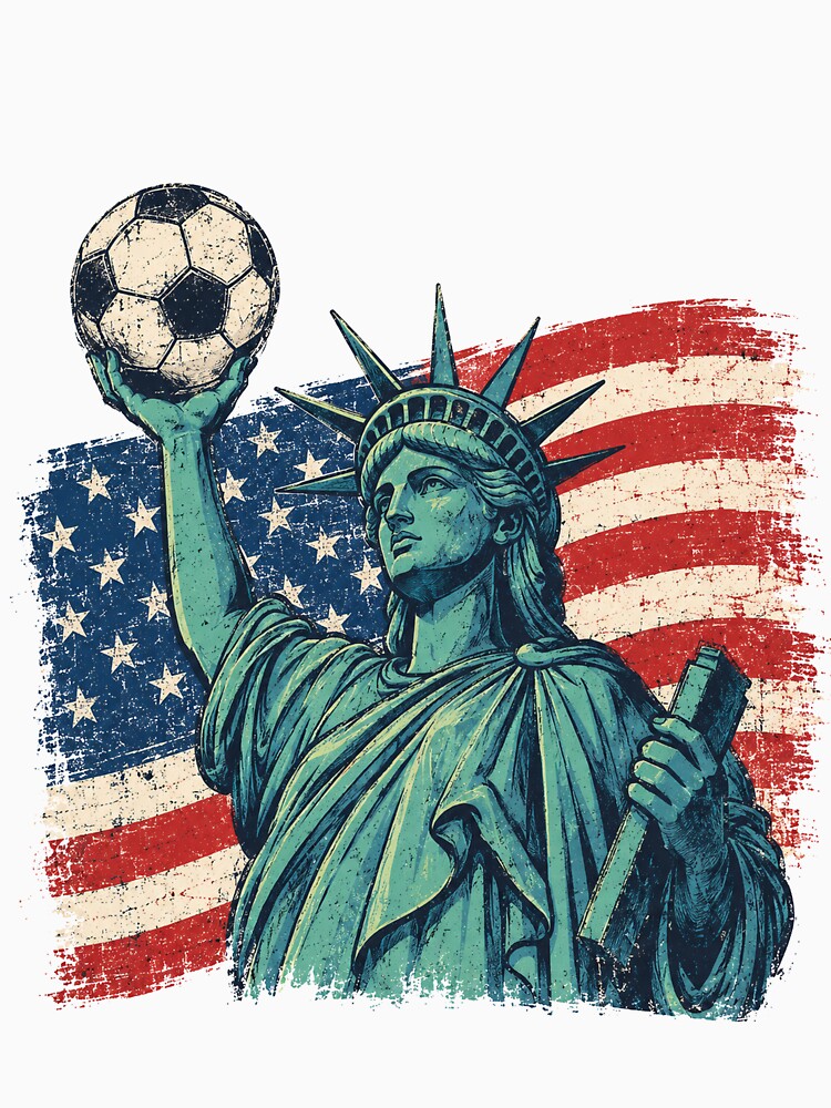 American Soccer Fan Statue of Liberty USA T-Shirt by DandelioMoon