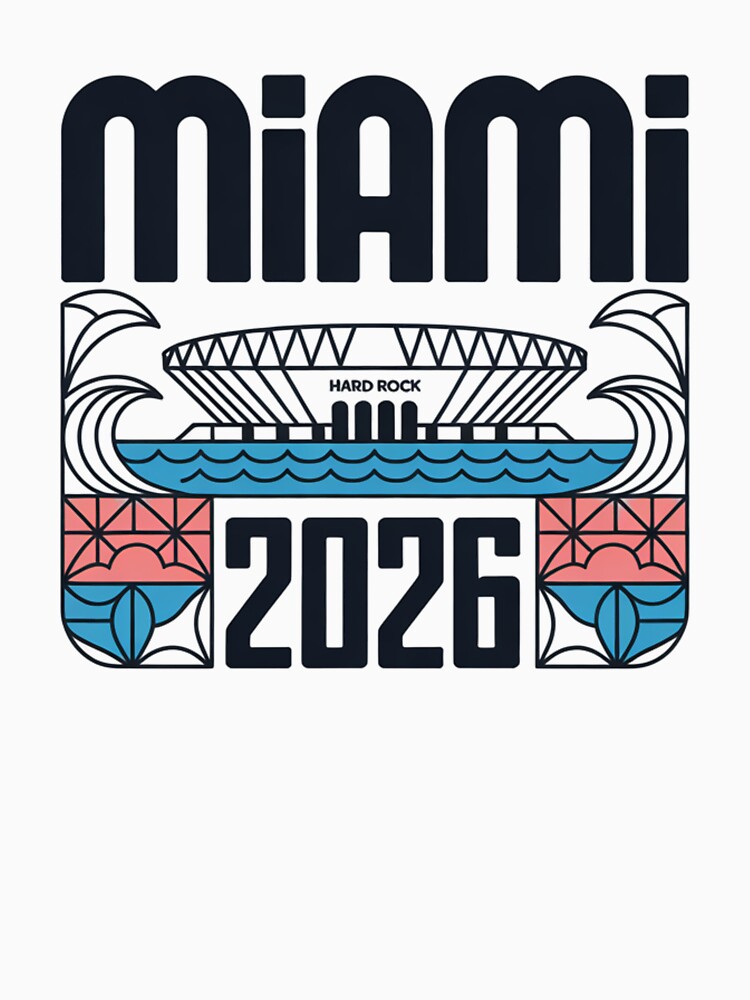 Miami 2026 Ocean Wave Football T-Shirt V9 by DarylWelsh2024