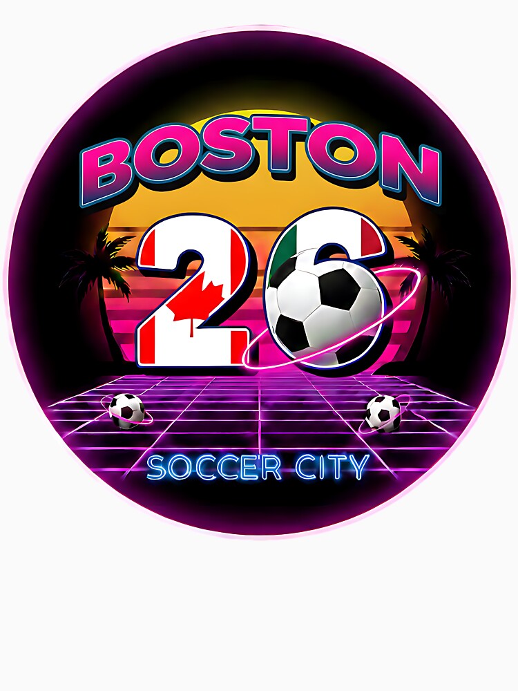 Retro Neon Boston Soccer City 2026 Emblem by Silent Watch Threads.