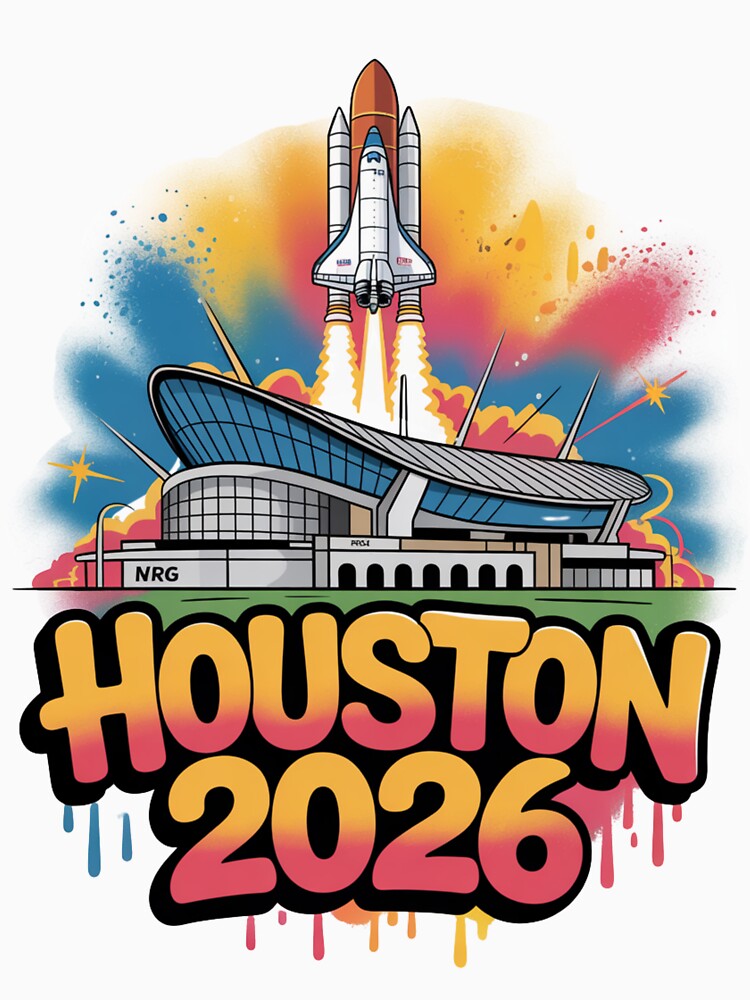 Houston 2026 Space Shuttle Football T-Shirt V3 by DarylWelsh2024