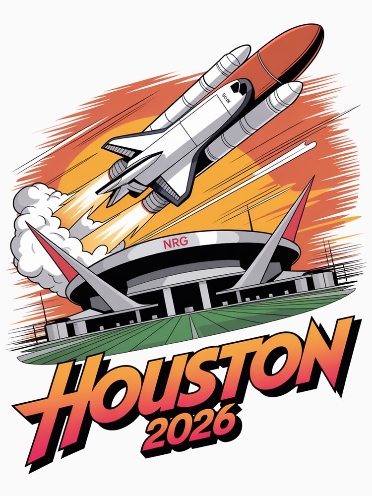Houston 2026 Space Shuttle Football T-Shirt V16 by DarylWelsh2024