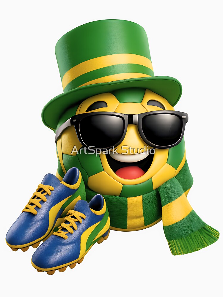 Brazil Soccer Mascot Cartoon Graphic Funny Football Fan Character by ArtSpark Studio