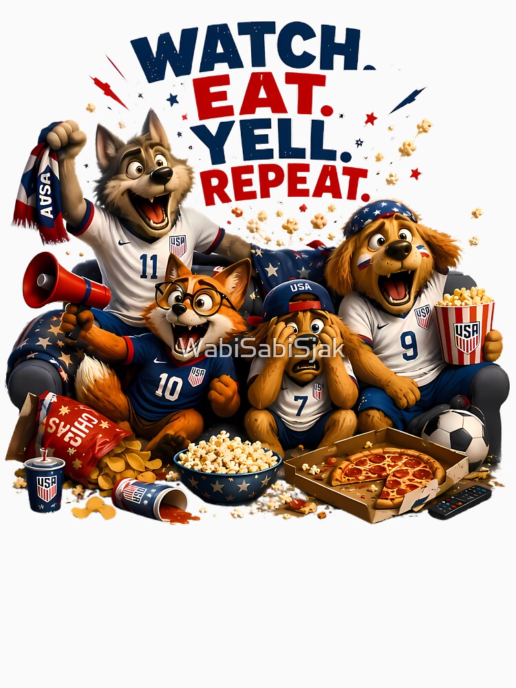 USA Soccer Watch Party Shirt | Watch Eat Yell Repeat Tee by WabiSabiSjak