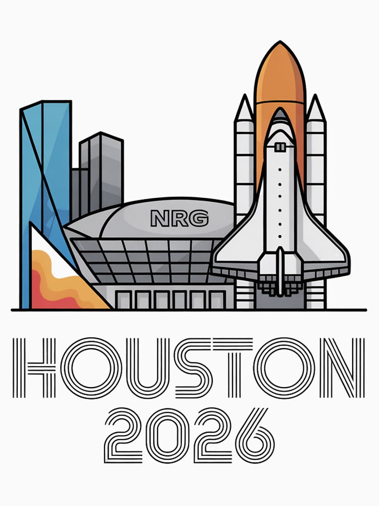 Houston 2026 Space Shuttle Football T-Shirt V10 by DarylWelsh2024