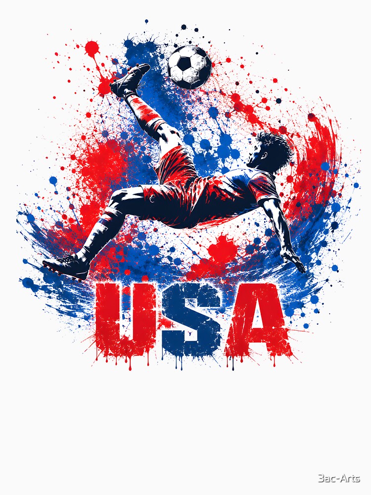 USA Soccer Fan T-Shirt | red and blue Football Pride Tee | USa Fan Gift 2026 by 3ac-Arts
