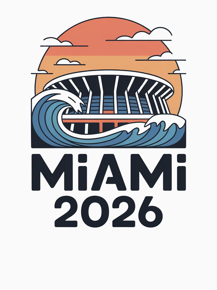 Miami 2026 Ocean Wave Football T-Shirt V10 by DarylWelsh2024