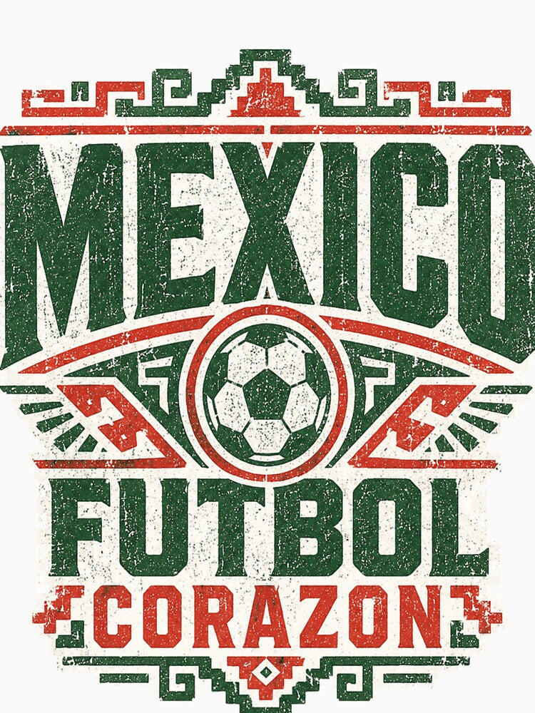 Mexico Futbol Corazon Vintage Soccer Fan T-Shirt by ArthUpscale