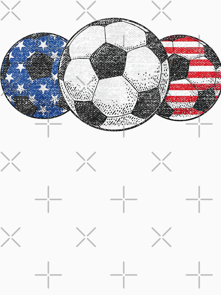 USA Soccer Ball Vintage American Flag Patriotic Football Sports Fan T-Shirt by 3liegy