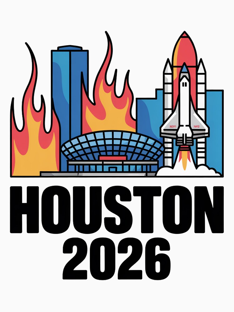 Houston 2026 Space Shuttle Football T-Shirt V9 by DarylWelsh2024