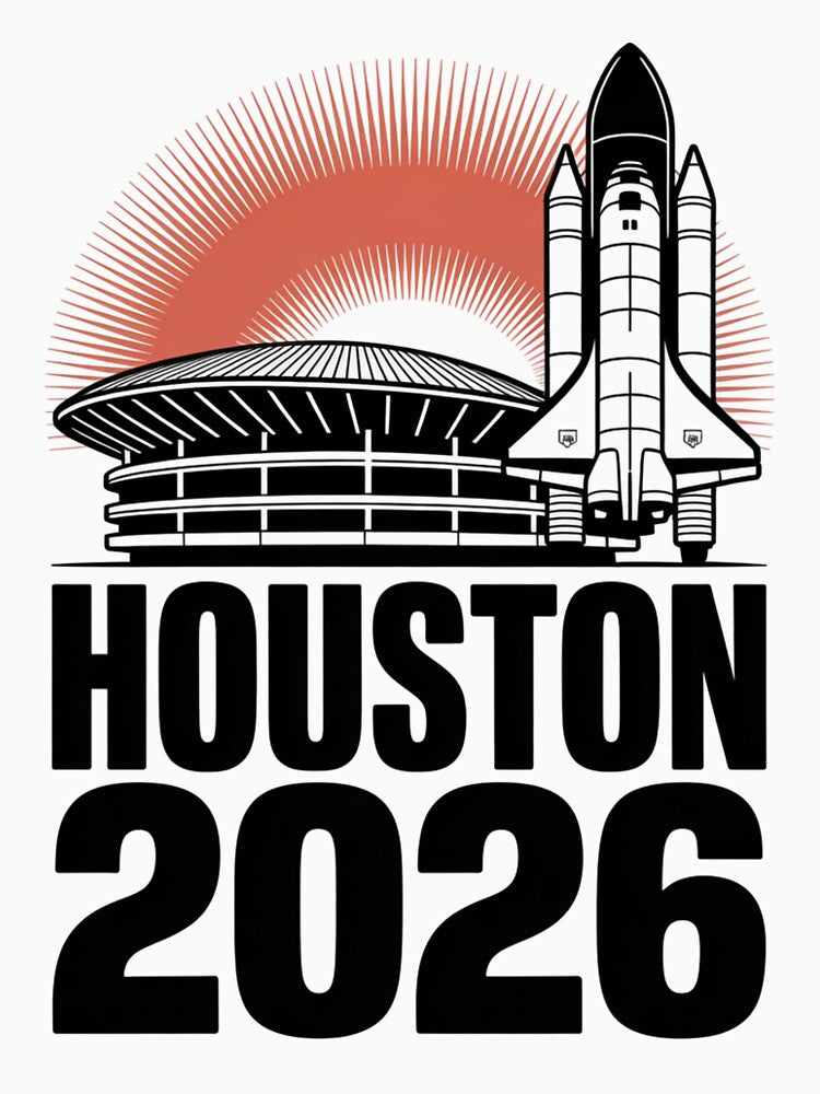 Houston 2026 Space Shuttle Football T-Shirt V2 by DarylWelsh2024