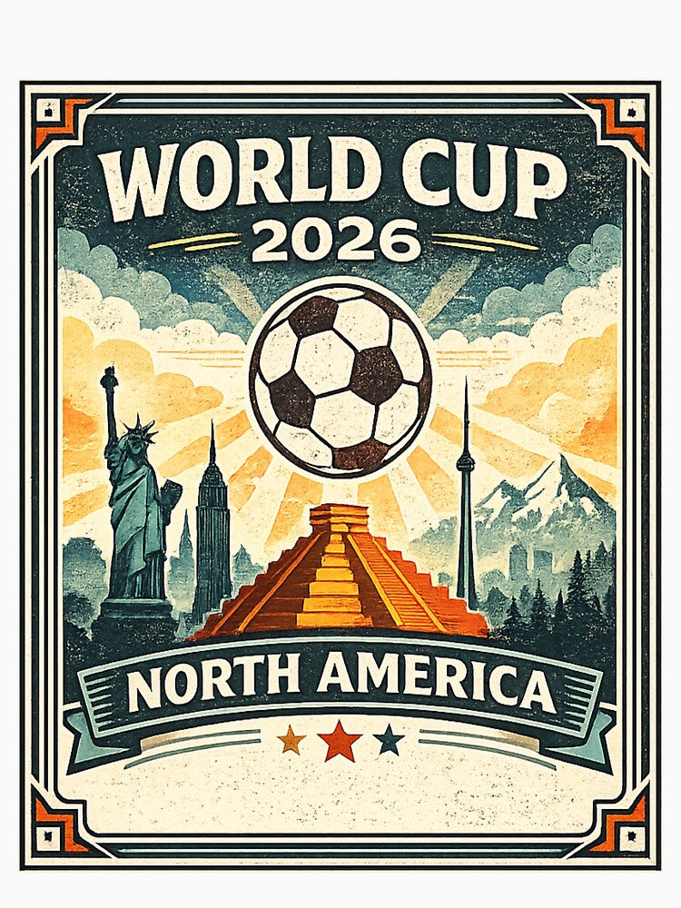 World Cup 2026 North America | Vintage Soccer Travel Poster by ArthUpscale