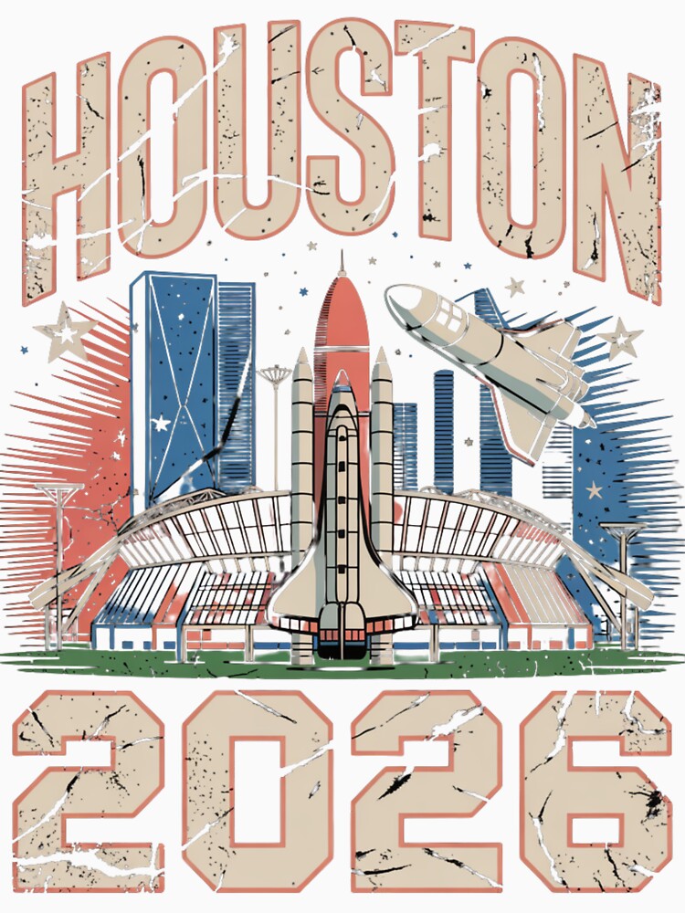 Houston 2026 Space Shuttle Football T-Shirt V11 by DarylWelsh2024