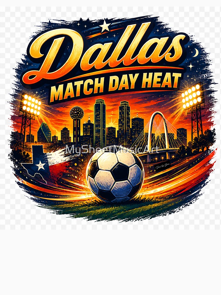 Dallas Match Day Heat – Retro Texas Soccer Fan Design by MySheetMusicArt