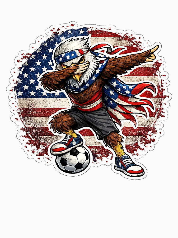 Dabbing Eagle Soccer Vintage American Flag by QuiteOrbit