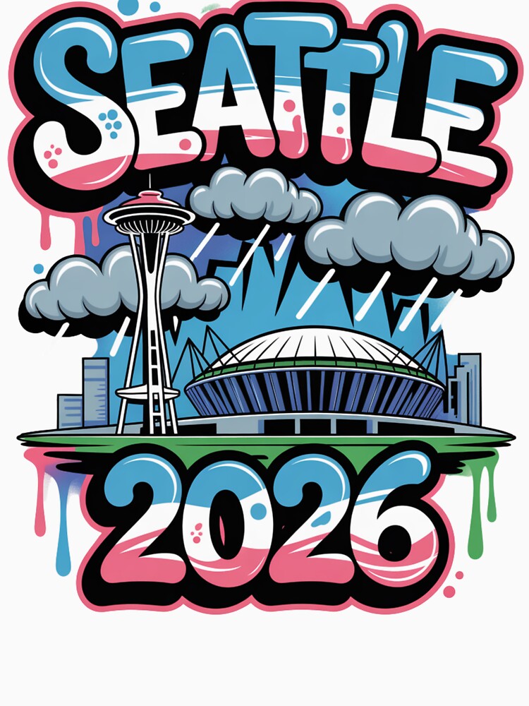 Seattle 2026  Space Needle Stadium Skyline T-Shirt V5 by DarylWelsh2024