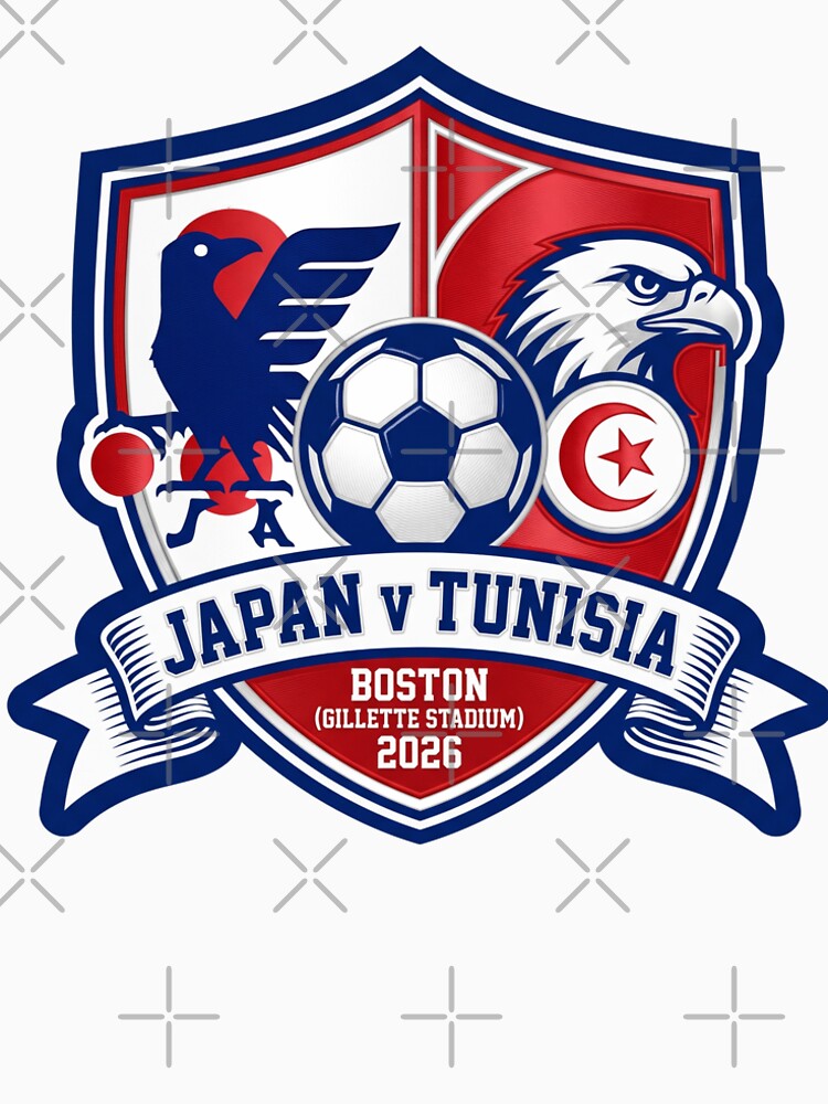 Japan vs Tunisia Soccer Crest Boston 2026 Match by Pride Emblem Prints