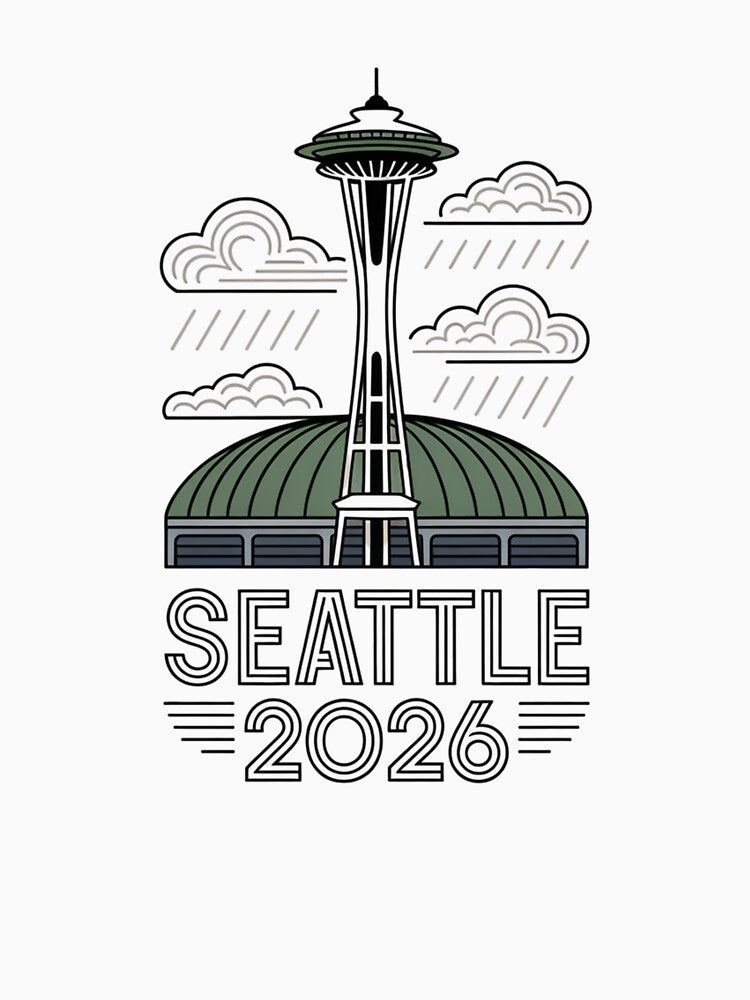 Seattle 2026  Space Needle Stadium Skyline T-Shirt V18 by DarylWelsh2024