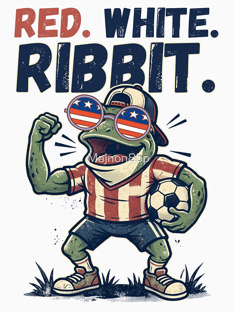 Red White Ribbit USA Soccer Funny Frog Fan by Majnon8bp