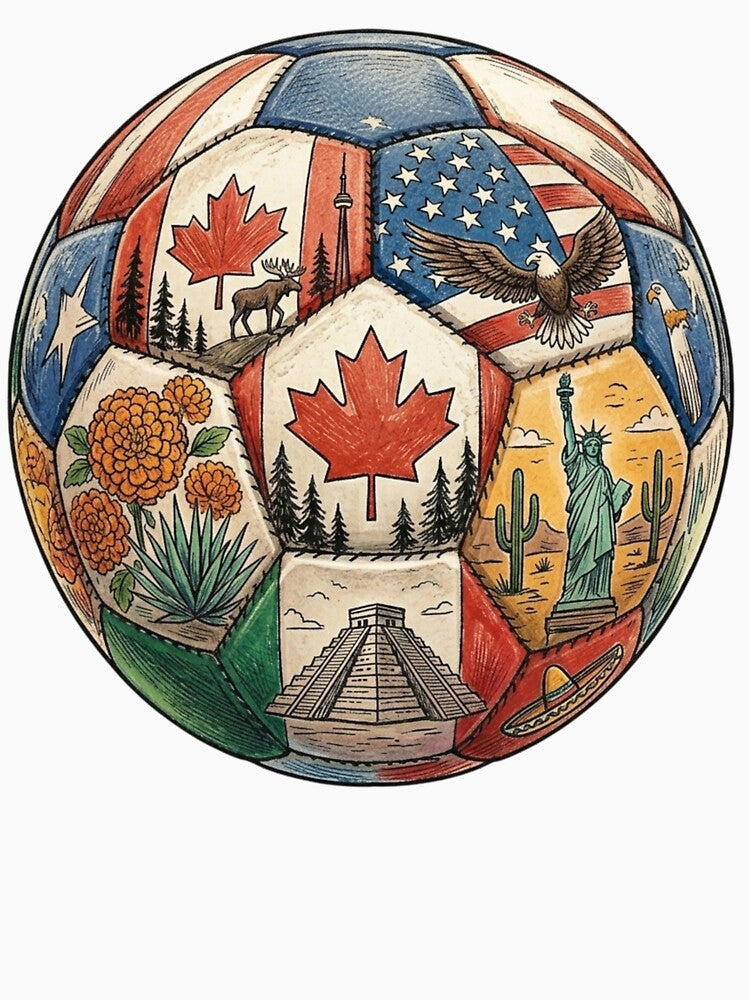 2026 Soccer World Cup Ball – USA Canada Mexico Cultural Football Design by droidtech