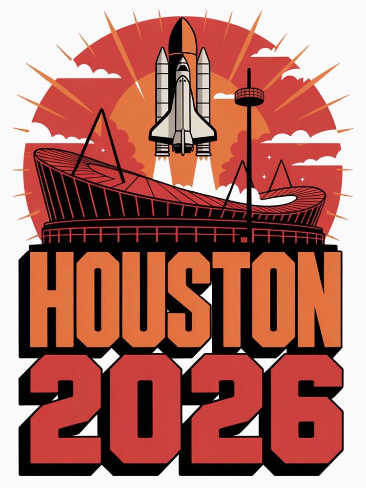 Houston 2026 Space Shuttle Football T-Shirt V22 by DarylWelsh2024