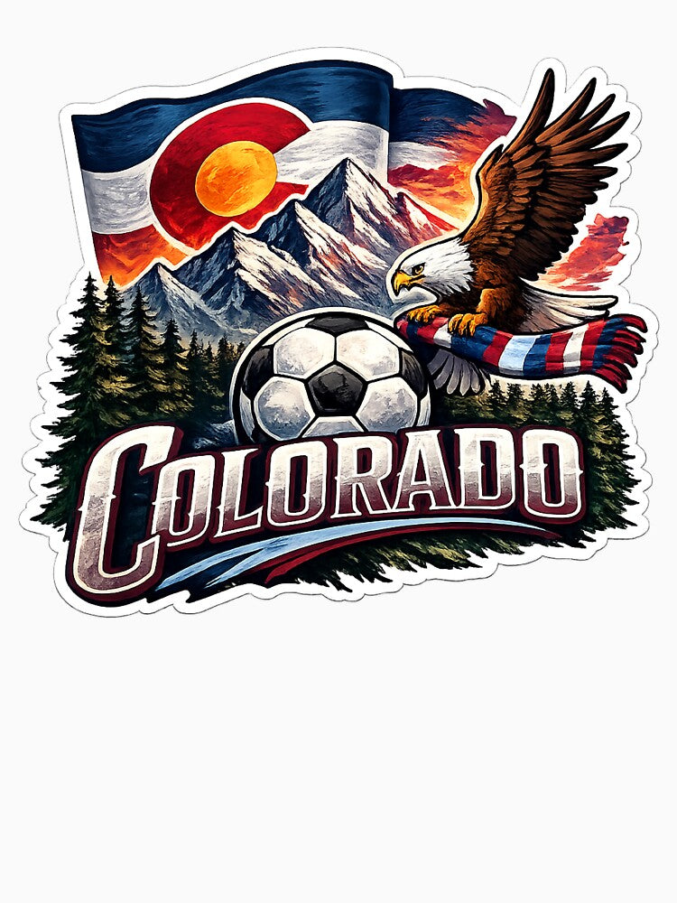 Colorado Soccer Design Mountain Skyline Colorado Flag Football Fan Shirt Colorado Sports Gift USA Soccer Graphic Tee by GarnerSupplyCo