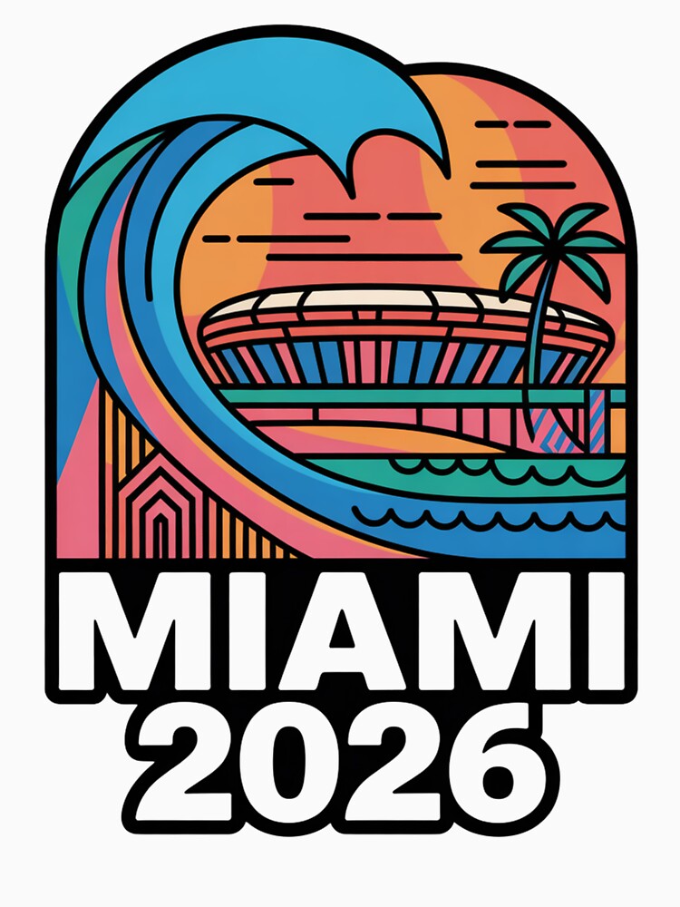 Miami 2026 Ocean Wave Football T-Shirt V19 by DarylWelsh2024