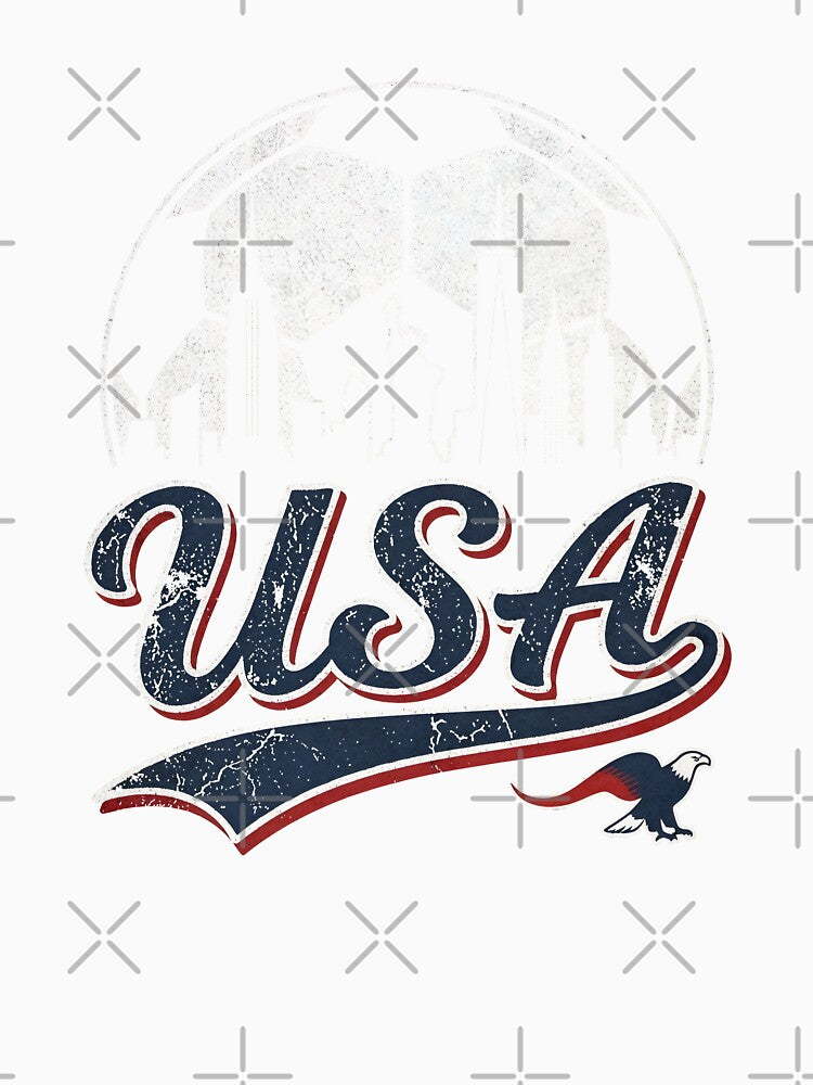 Vintage USA Skyline Soccer Fan Distressed Football by Imaginationbeyond