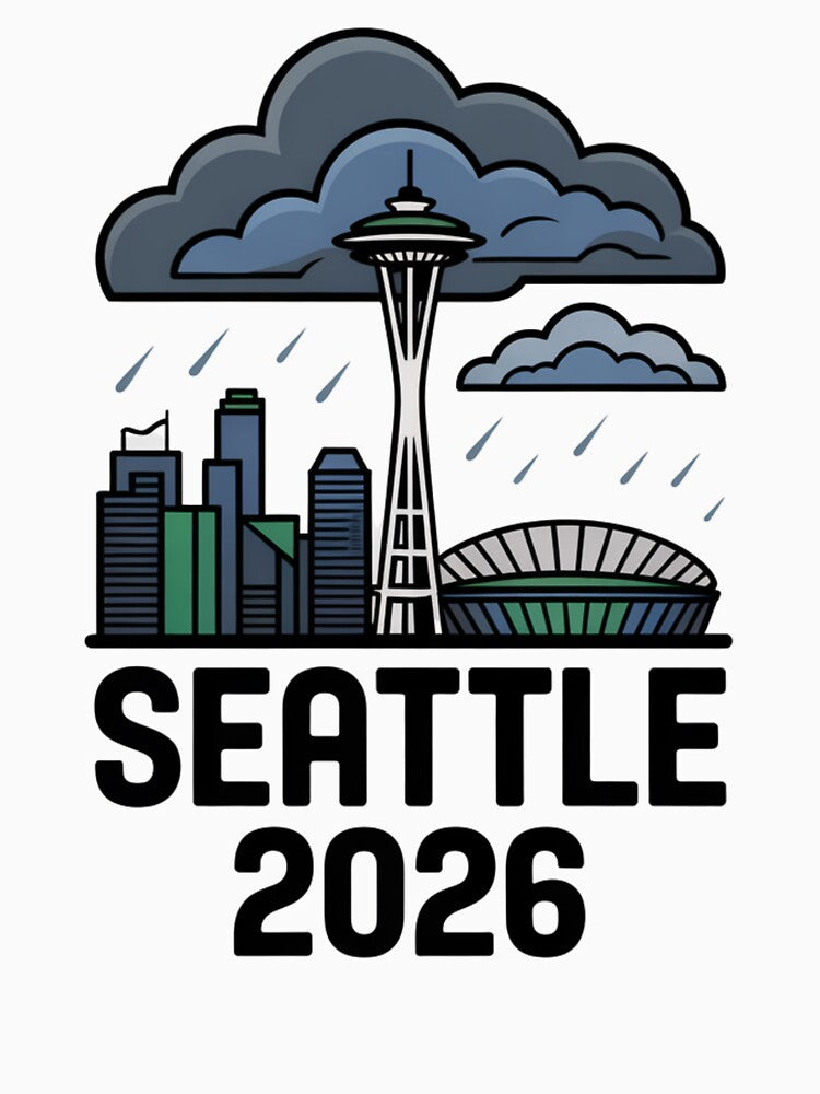 Seattle 2026  Space Needle Stadium Skyline T-Shirt V21 by DarylWelsh2024