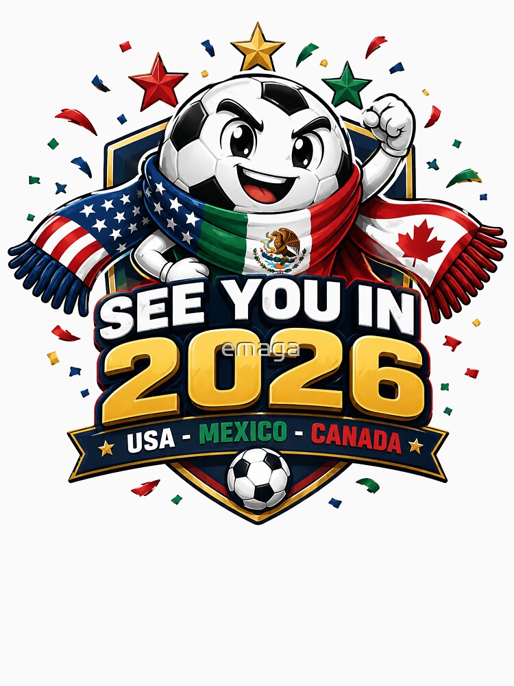See You in 2026 USA Mexico Canada Soccer Mascot by emaga