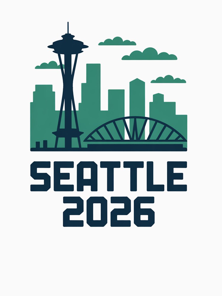 Seattle 2026  Space Needle Stadium Skyline T-Shirt V16 by DarylWelsh2024