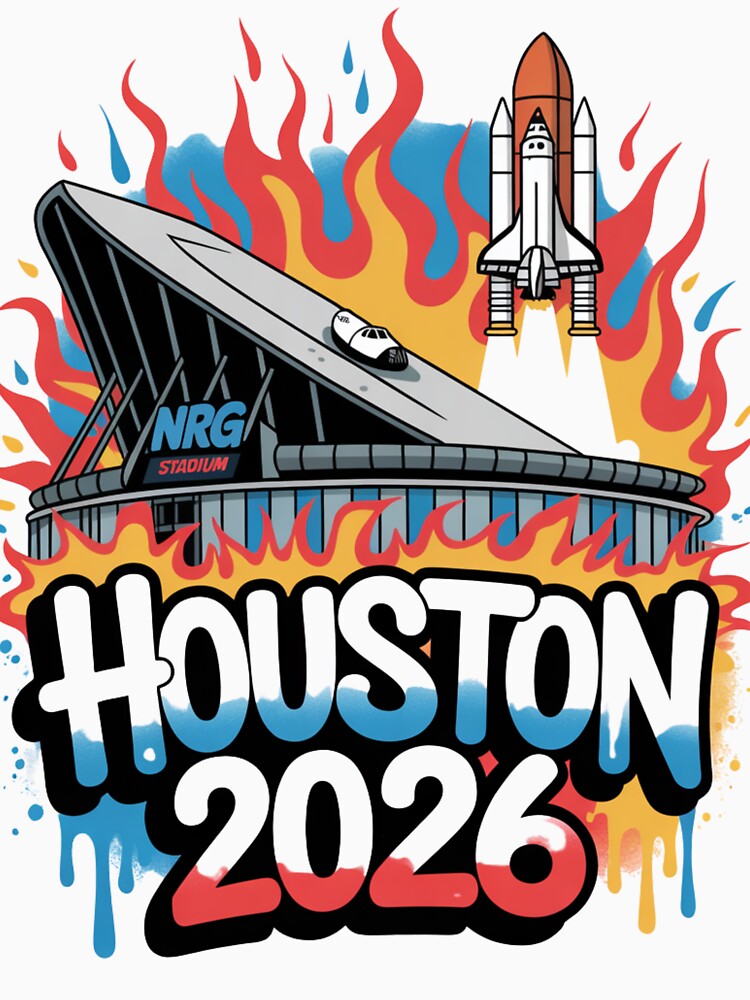 Houston 2026 Space Shuttle Football T-Shirt V5 by DarylWelsh2024