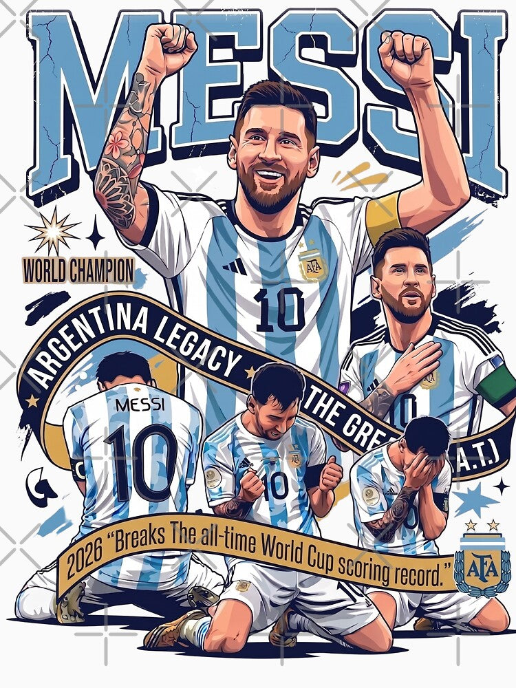 Messi GOAT World Champion Graphic Tee Soccer Fan Shirt by tshirtswonder