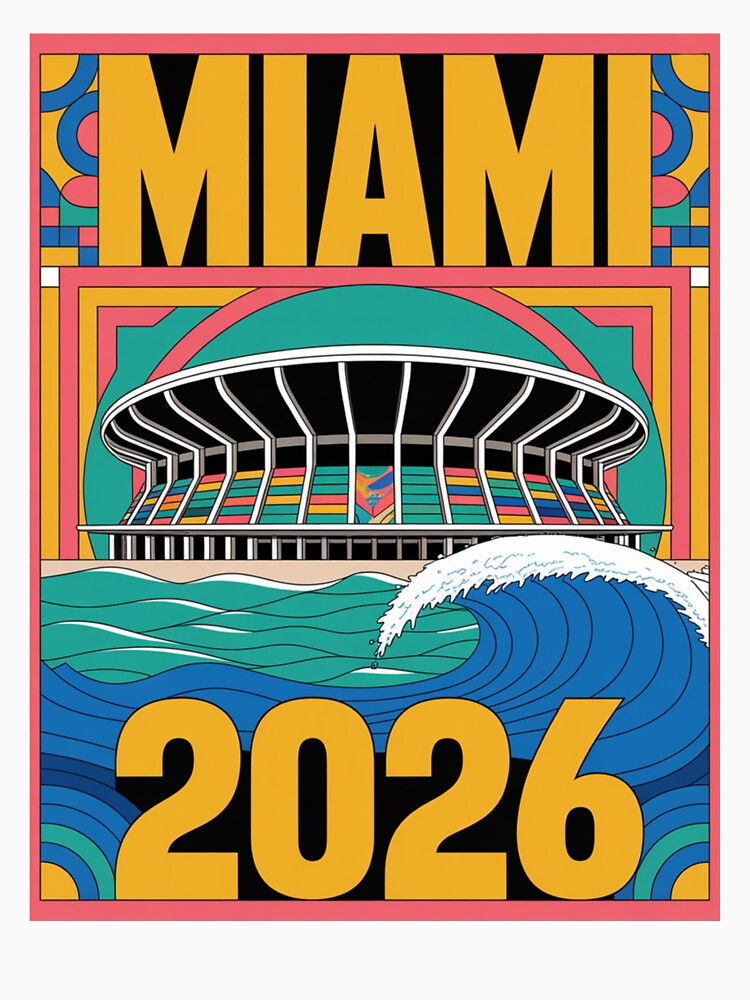 Miami 2026 Ocean Wave Football T-Shirt V18 by DarylWelsh2024