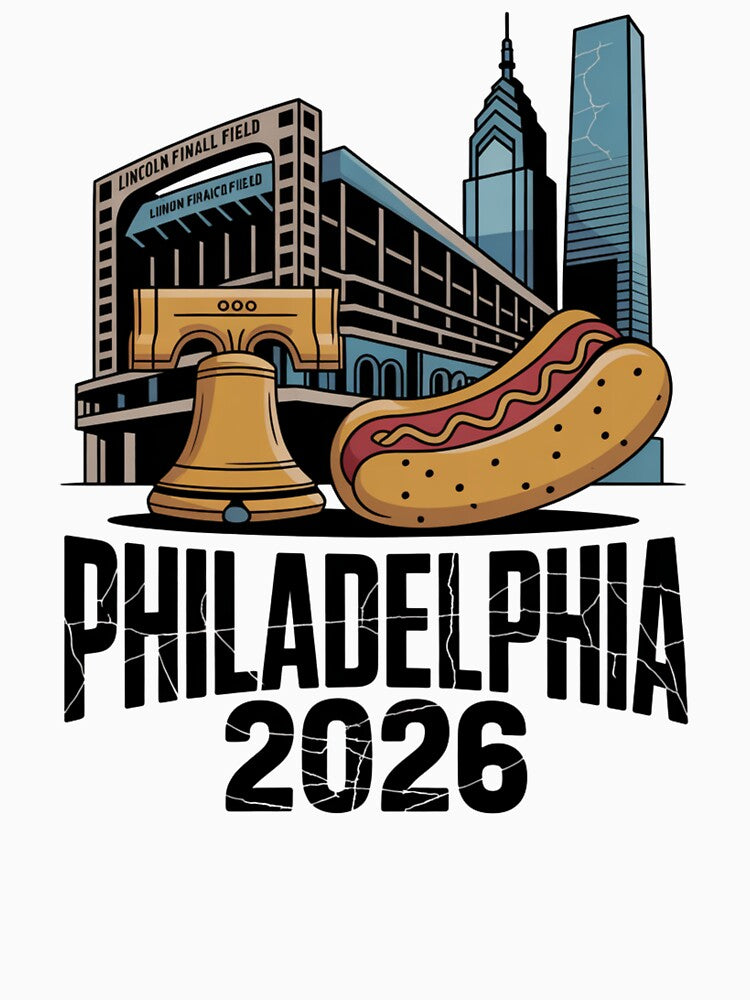 Philadelphia 2026 Liberty Bell Stadium Cheesesteak T-Shirt V24 by DarylWelsh2024