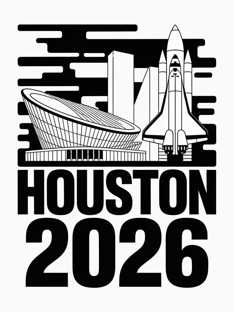 Houston 2026 Space Shuttle Football T-Shirt V1 by DarylWelsh2024