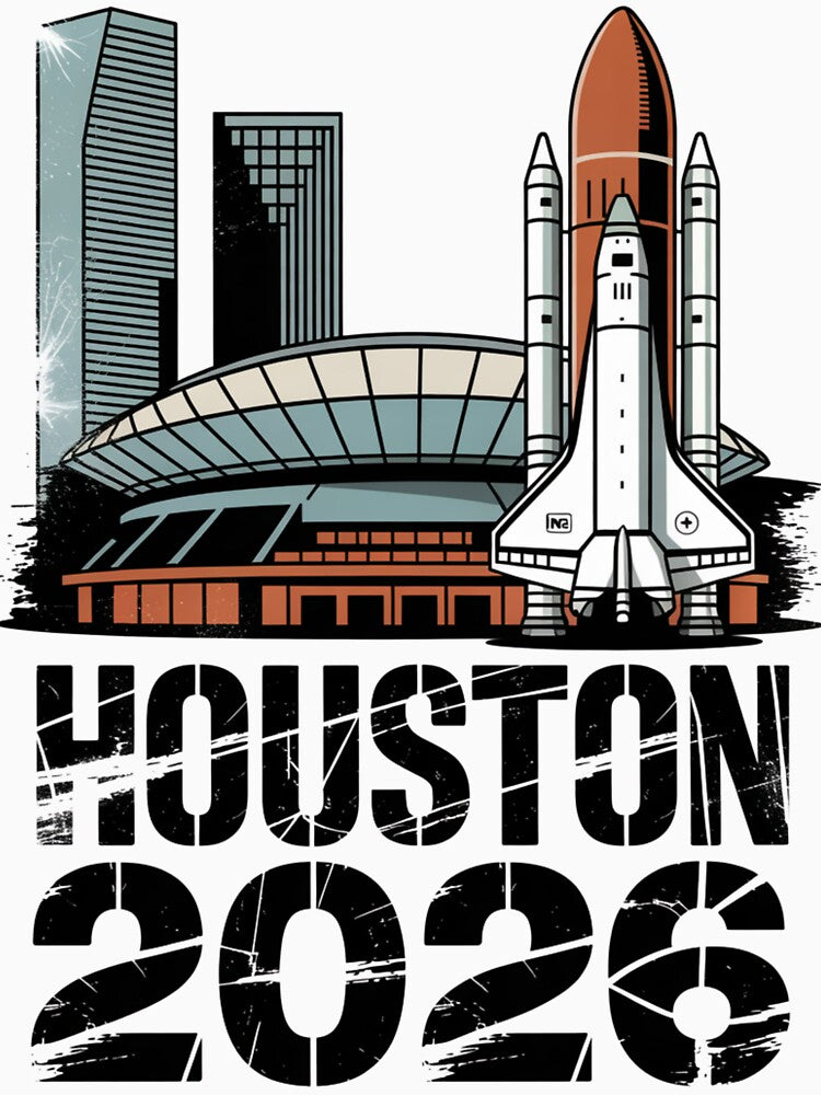 Houston 2026 Space Shuttle Football T-Shirt V12 by DarylWelsh2024