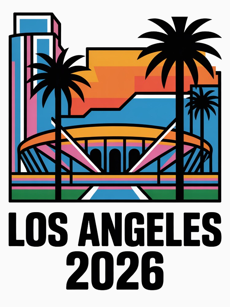 Los Angeles 2026 Palm Tree Sunset T-Shirt V8 by DarylWelsh2024