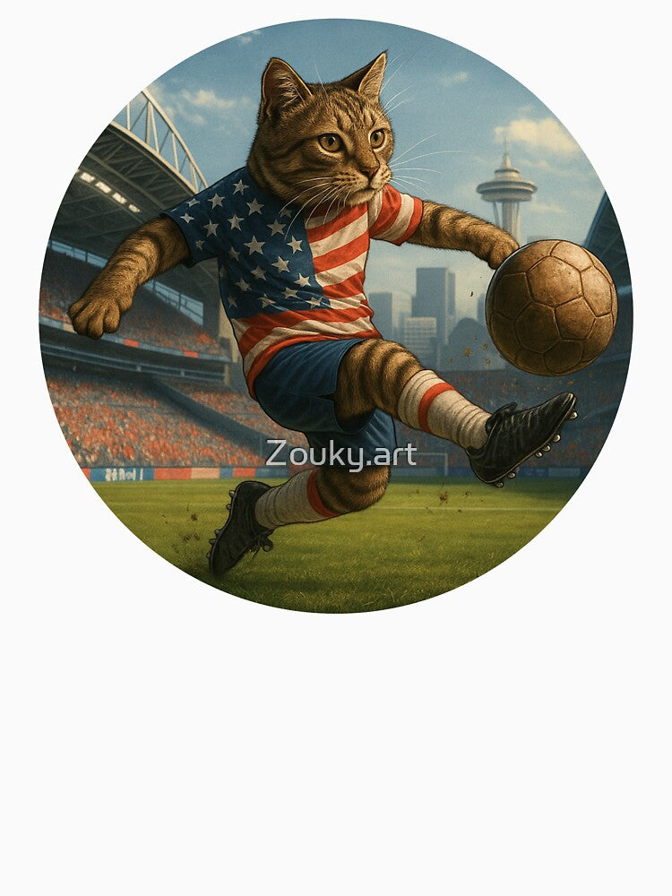 American Soccer Cat – Fierce Spirit Over Seattle by Zouky.art