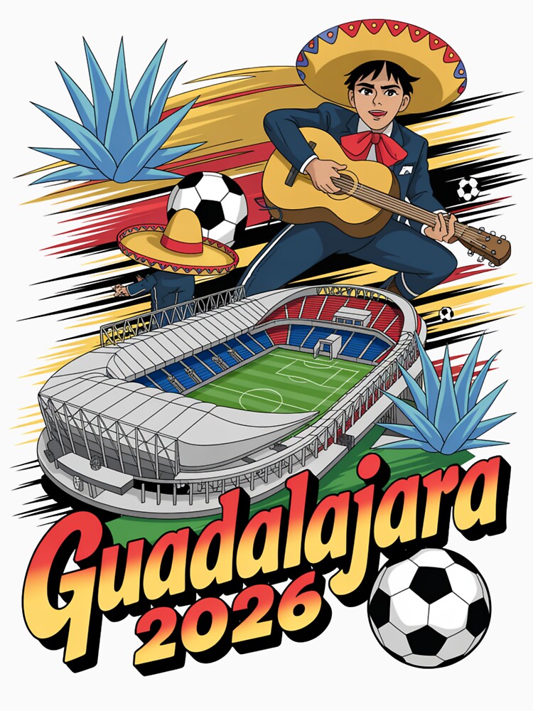 Guadalajara 2026  Mexico Football Soccer Souvenir T-Shirt V19 by DarylWelsh2024
