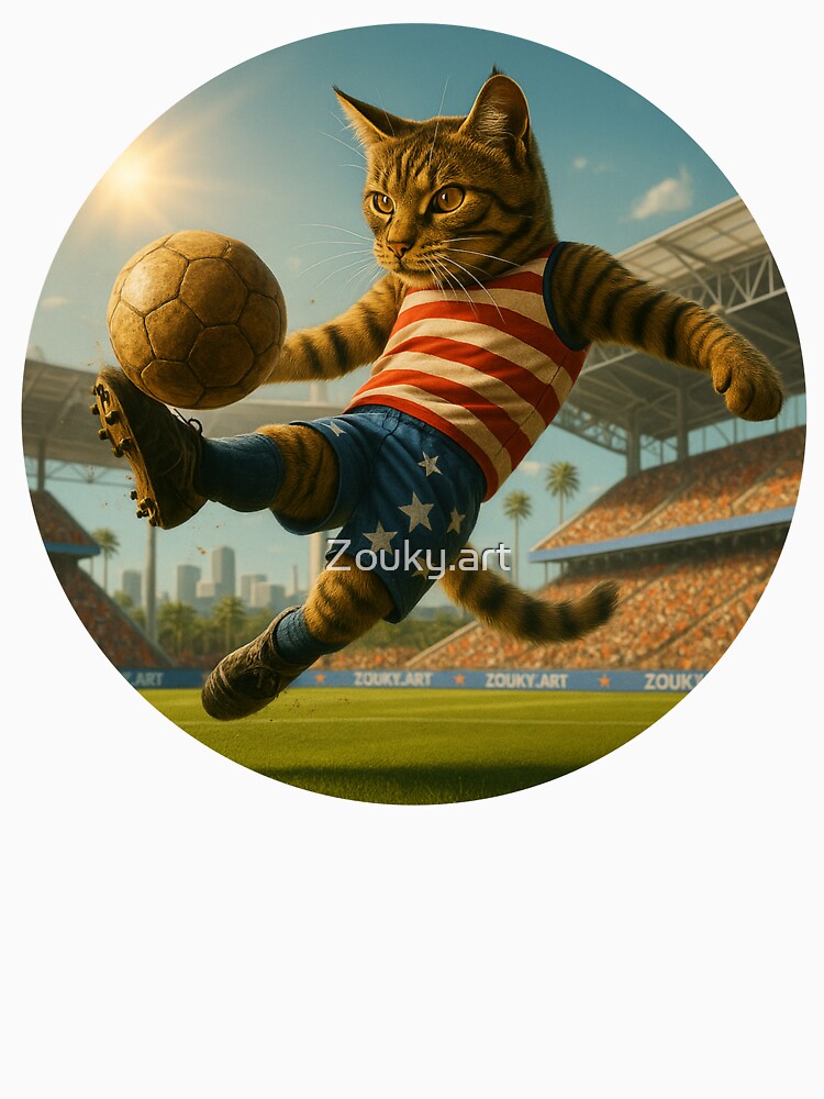 American Soccer Cat – USA-Inspired Spirit in Los Angeles by Zouky.art