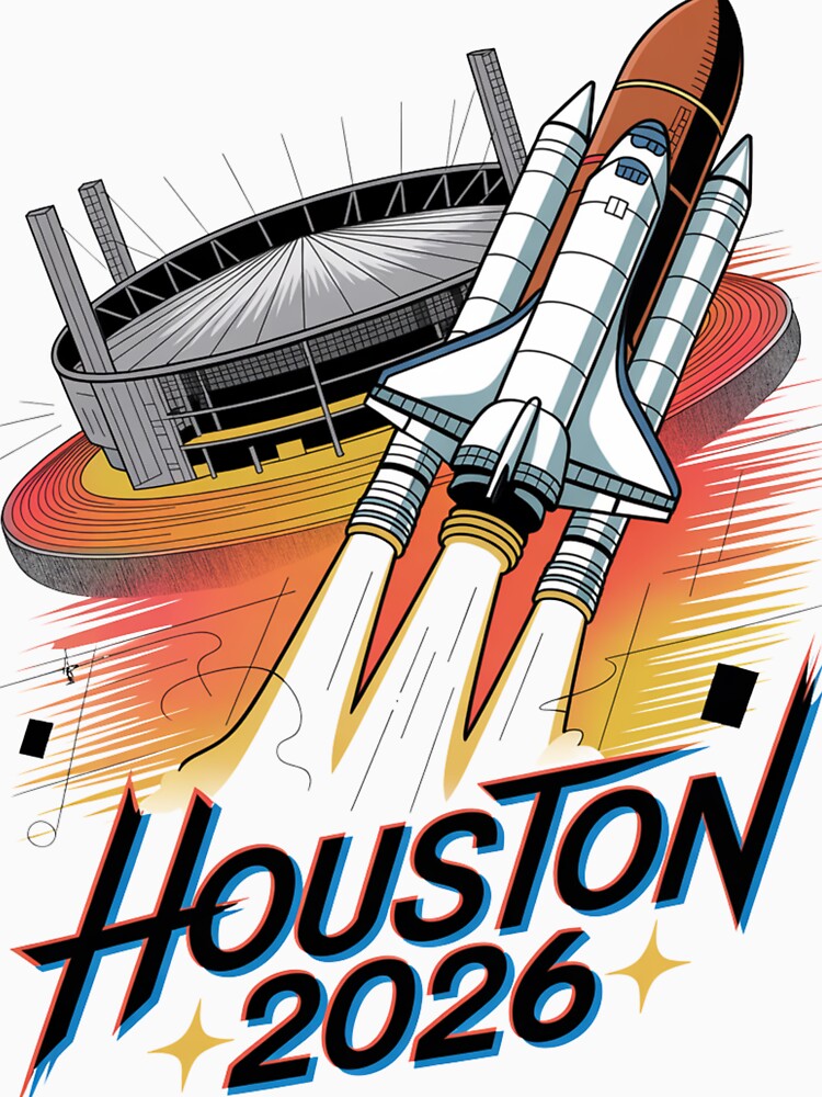 Houston 2026 Space Shuttle Football T-Shirt V18 by DarylWelsh2024